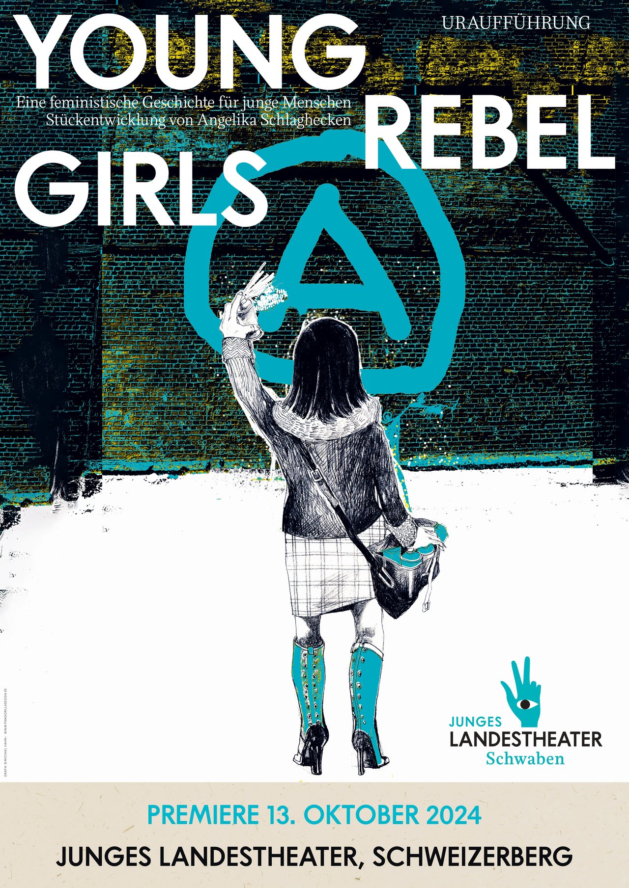 Plakat_YoungRebelGirls_JungesLandestheaterSchwaben_PinkGorillaDesign