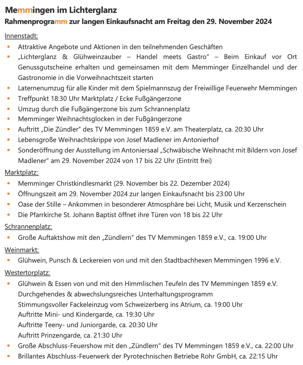 Rahmenprogramm Lichterglanz 2024